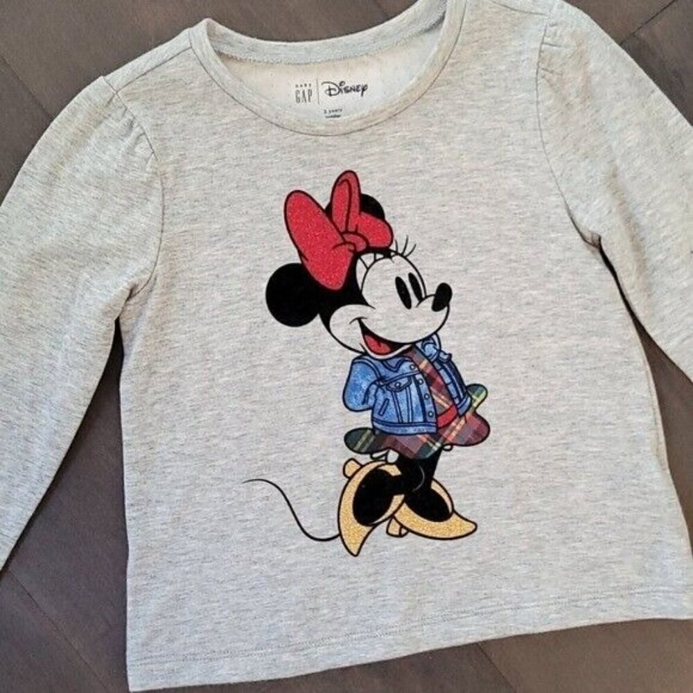 NWOT GAP Disney Minnie Mouse Cozy Top Plaid Grey 3T
